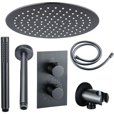 FugaFlow Eccelente Sobrado ensemble de douche à effet pluie encastré avec thermostat bras de plafond de 25cm douche de tête avec tige douchette