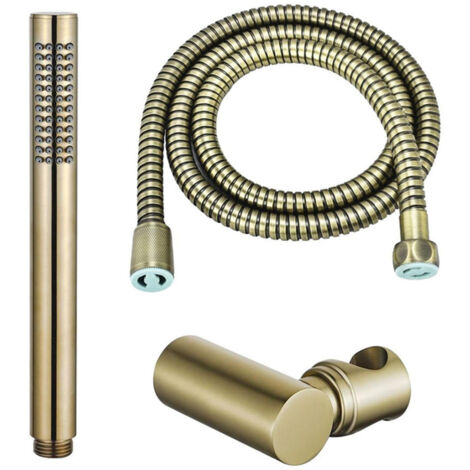 FugaFlow Eccelente Sobrado ensemble de douche à main avec support de douche debout et flexible anti-torsion en laiton brossé