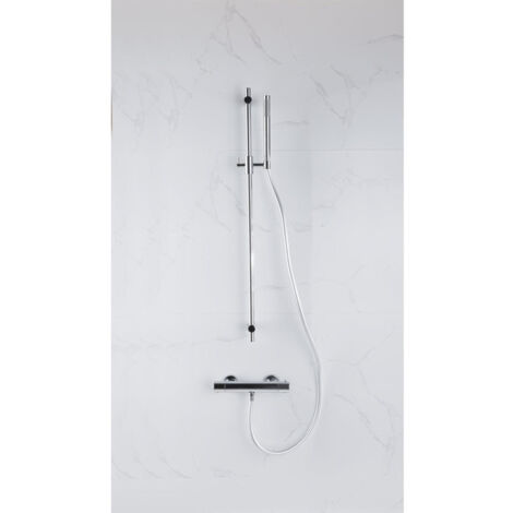 FugaFlow Eccelente Sobrado Ensemble de douche barre curseur avec douchette stick, flexible lisse et robinet de douche Chrome