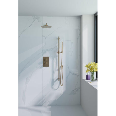 FugaFlow Eccelente Sobrado Ensemble de douche encastrable - thermostatique - bras mural - barre curseur - pomme de douche 25cm - douchette stick -