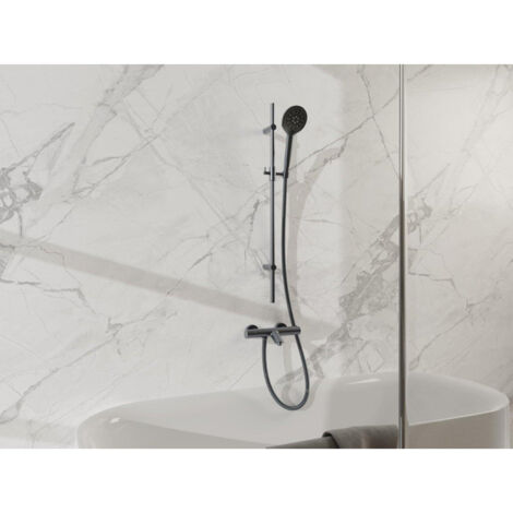 FugaFlow Eccelente Sobrado Mitigeur baignoire - avec barre curseur - douchette ronde - flexible en métal - Gunmetal