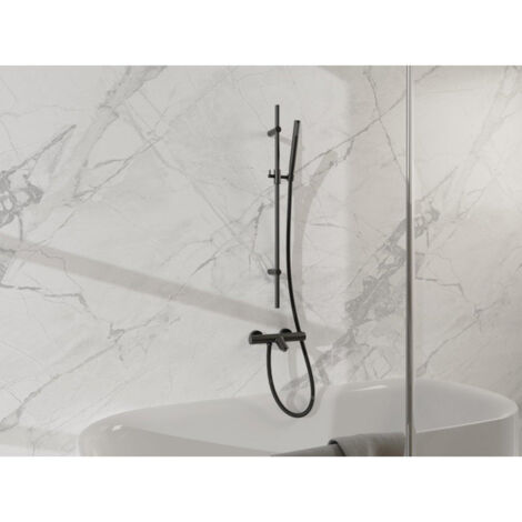 FugaFlow Eccelente Sobrado Mitigeur baignoire - avec barre curseur - douchette stick - flexible en métal - Noir mat