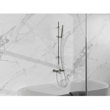 FugaFlow Eccelente Sobrado Mitigeur baignoire - avec barre curseur - douchette stick - flexible lisse - chrome