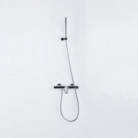 FugaFlow Eccelente Sobrado Robinet de baignoire thermostatique avec douchette stick, support et flexible en métal Chrome