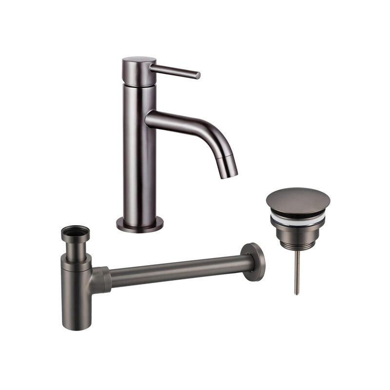 Eccelente Sobrado Slim Slim Kit mitigeur lavabo - robinet bas - bonde nonobturable - siphon design - pvd Gunmetal - Fugaflow