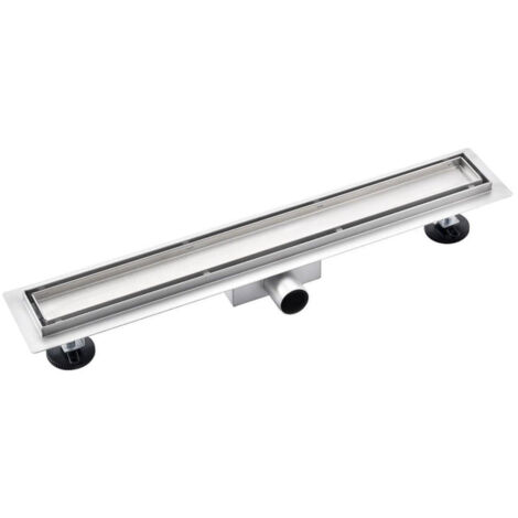 FugaFlow Eccelente Vetro Caniveau de douche 100cm avec grille de carrelage et bride de sol acier inoxydable