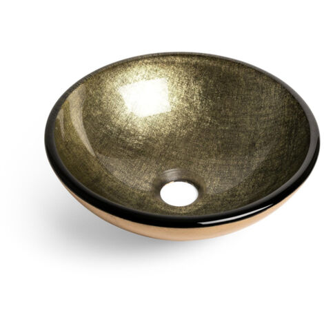 FugaFlow Efficiente Arredo Vasque à poser 30x10.5cm rond verre durci vert doré