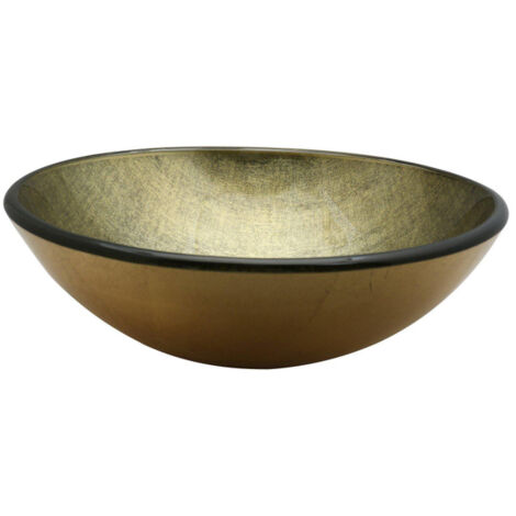 FugaFlow Efficiente Arredo Vasque à poser 42x14.5cm rond verre durci vert doré