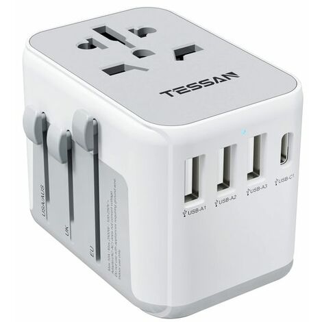 Fuienko – adaptateur de voyage universel, convertisseur de chargeur mural avec 4 Ports USB vers ue, AU, UK, USA,Universal Plug,TS-633F-WH-C