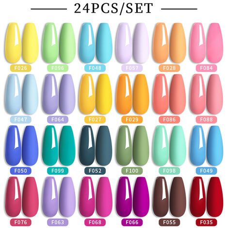 Fuienko – Kit de vernis à ongles Gel Semi-Permanent, 16 pièces/ensemble, avec sèche-lampe UV, Nude, rose, paillettes,24PCS-54659-14