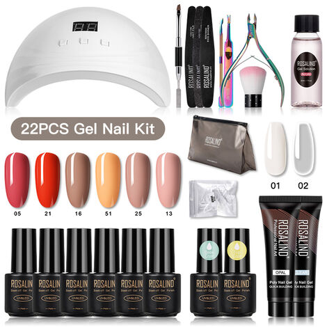 Fuienko – Kit de vernis à ongles Gel UV, 22 pièces, avec Extension blanche transparente, pour Nail Art, Kit d&39outils de manucure professionnels,RA-11GELSTOOL-01,CN