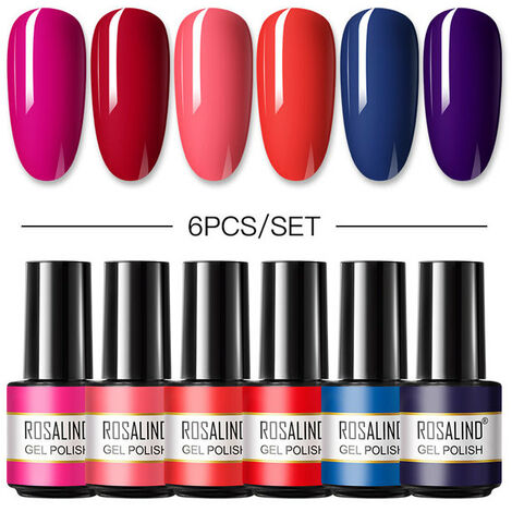Fuienko – Kit de Vernis à ongles Gel UV, 5 pièces, paillettes, Semi-Permanent, couche de Base et de finition, hybride,RA-6GELS-134,France