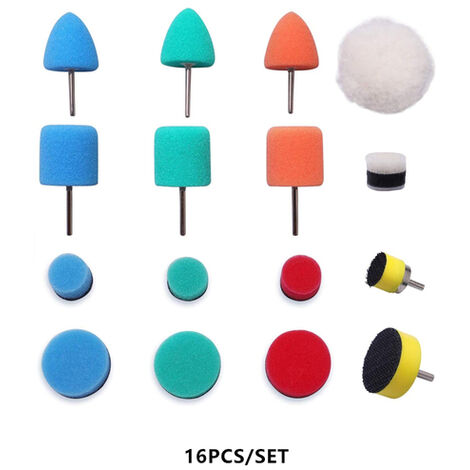 Fuienko – Mini éponge de polissage ronde, outils d&39extension de détail, Kit de mousse tampon pour polisseuse rotative, accessoires de voiture,16Pcs Polishing Tool,3Sets,CN