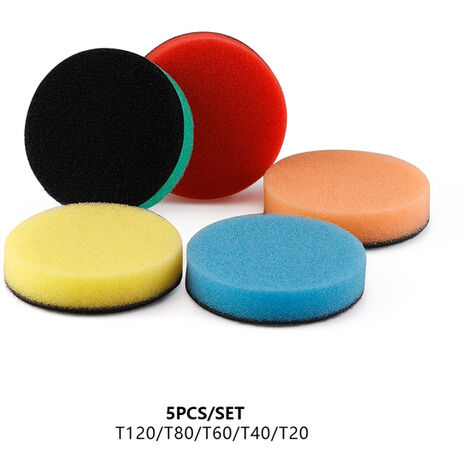 Fuienko – Mini tampons éponge en laine à polir pour perceuse, 1/2/3 pouce 30/50/80mm, avec filetage M14 5/8 – 11, pour voiture,5 Mix Color,2 Inch(55M),France