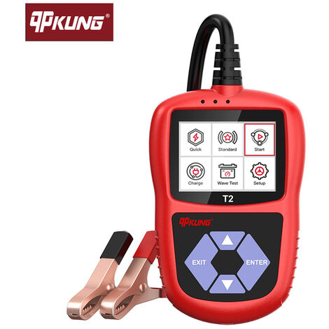 Fuienko-probador de batería de coche T2, Detector de 12V/24V, Analizador de cargador, 2000CCA, Moto, carga automática, herramientas de carga Cricut, pantalla de Monitor,CHINA,Rojo