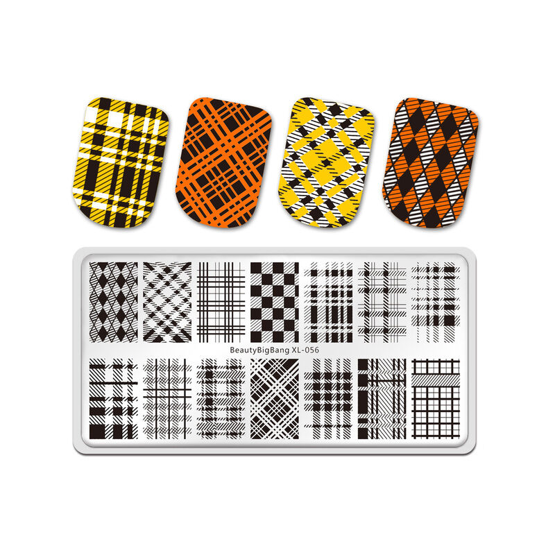 Fuienko rettangolo Plaid modello Nail stamp
