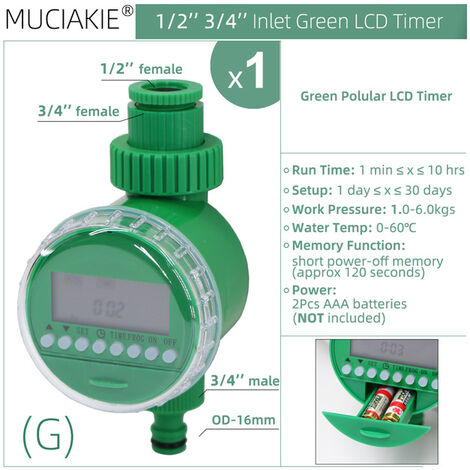 Fuienko – système d&39arrosage automatique du jardin, minuterie avec capteur de pluie, contrleur d&39irrigation électronique goutte à goutte, écran LCD solaire, pour serre,Fédération de russie,G
