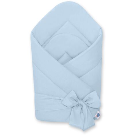 Fular de bebé de algodón suave de doble cara con lazos - azul