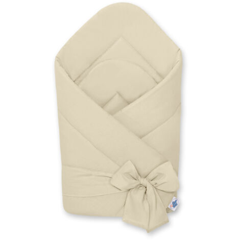 Fular de bebé de algodón suave de doble cara con lazos - beige