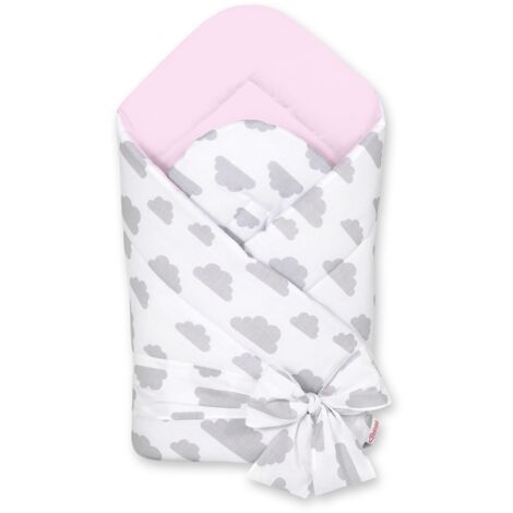 Fular suave de doble cara para bebés con lazos - nubes grises