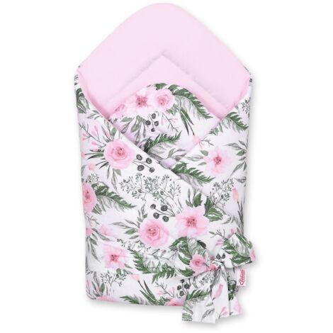 Fular suave de doble cara para bebés con lazos - peonías rosas