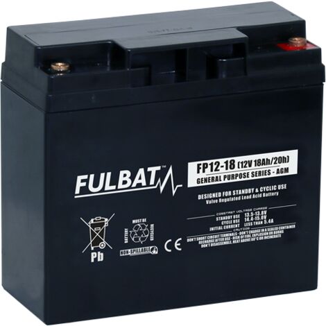 Fulbat – Batterie AGM plomb étanche FP1218 12V 18Ah – Technologie fiable pour applications exigeantes – Dimensions 181.5 x 76.5 x 167.5 mm