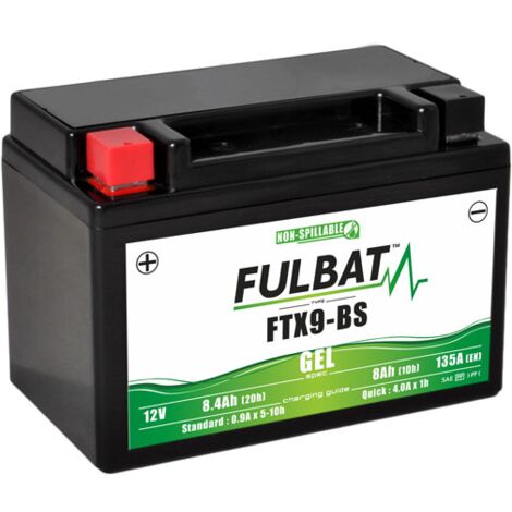 Fulbat – Batterie moto FTX9-BS GEL 12V 8Ah 135A – Technologie VRLA étanche – Démarrage fiable pour motos et scooters - YTX9-BS