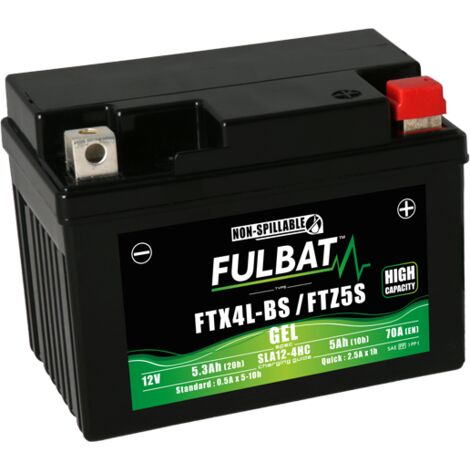 Fulbat – Batterie moto GEL 12V 5.3Ah – 100% étanche – Prête à l'emploi – Longue durée de vie et faible auto-décharge