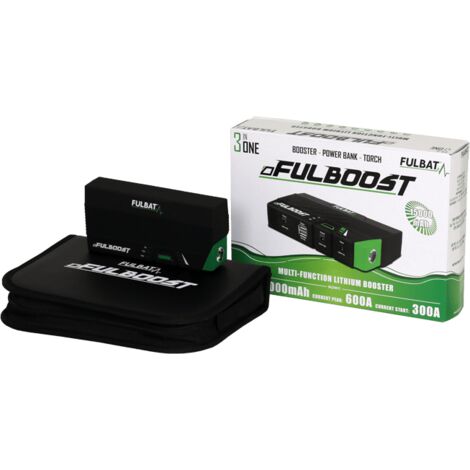 Fulbat – Booster lithium 12V 15Ah – Démarrage 300A – Lampe torche 3 modes – Chargeur USB 5V 2.4A – Accessoires inclus