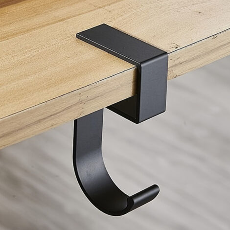 Fuleadture 1Gancio organizer da scrivania in alluminio-Gancio per borsa da montare sulla porta senza foratura con design antiscivolo, elegante nero per ufficio
