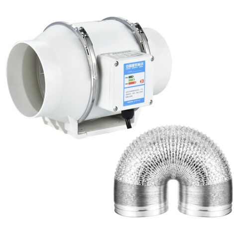 Fuleadture 240mm Extracteur d'air 900m³/h 130W,2500R/Min,Comprend un tube de 3M,Ventilateur d'extraction à fort débit d'air, Économe en énergie (8 inch)
