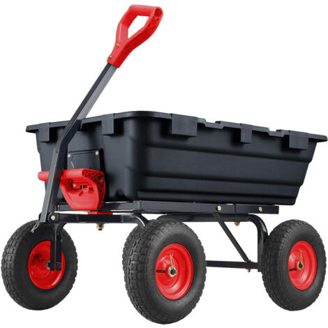 Fuleadture Chariot de jardin : Chariot robuste d'une capacité de charge de 360 ​kg — Chariot basculant en acier, idéal pour les jardins, les pelouses, les granges et les fermes.173x71x82cm
