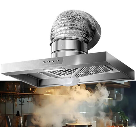 Fuleadture Hotte de cuisine murale robuste en acier inoxydable, hotte aspirante à très forte puissance d'aspiration, installation simple – 10 pouces