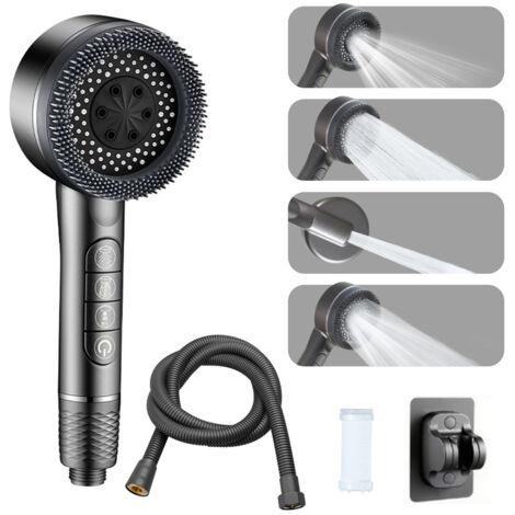 Fuleadture Set di soffioni doccia ad alta pressione di lusso grigio - Include un supporto da 1,5 m-Facile da installare - Goditi un'esperienza da spa a casa tua