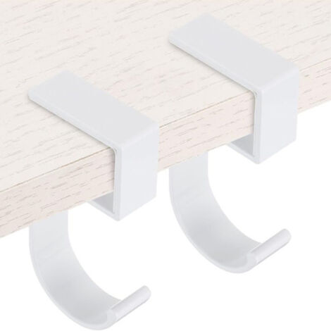 Fuleadture Simple Aluminum Table Hook, Desktop Organizer Hook, Creative Desktop Hook, 2 White Pieces