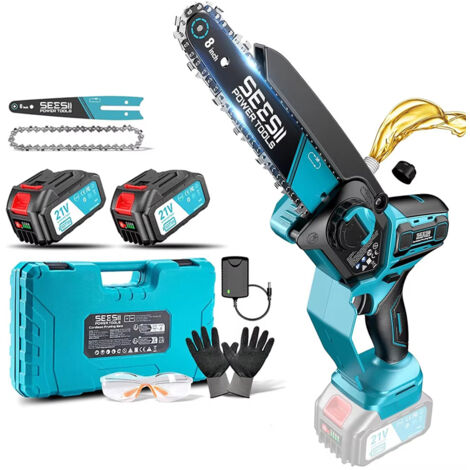 Fuleadture Tronçonneuse sans fil Brushless 6 et 8 pouces — Conçue pour l'élagage et la coupe de bois — Tronçonneuse électrique portable, compatible avec les batteries Makita 18 V