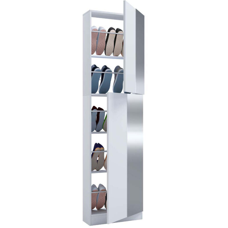 Ebuy24 - FulisaXLST meuble à chaussures 2 portes miroir blanc.