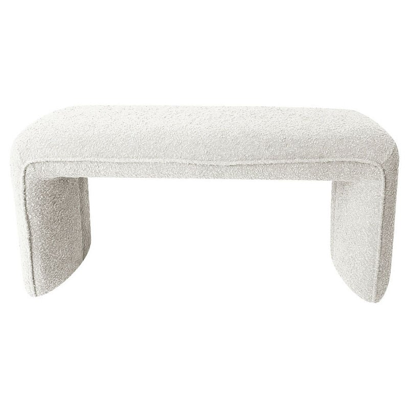 Drawer - Banc rembourré en tissu bouclette L100cm - Blanc - full