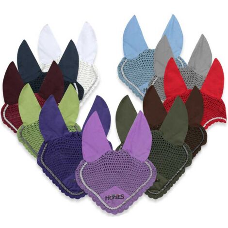 Full, Blu: Cuffia per cavallo in cotone resistente e rifinitura e nastrino bianco