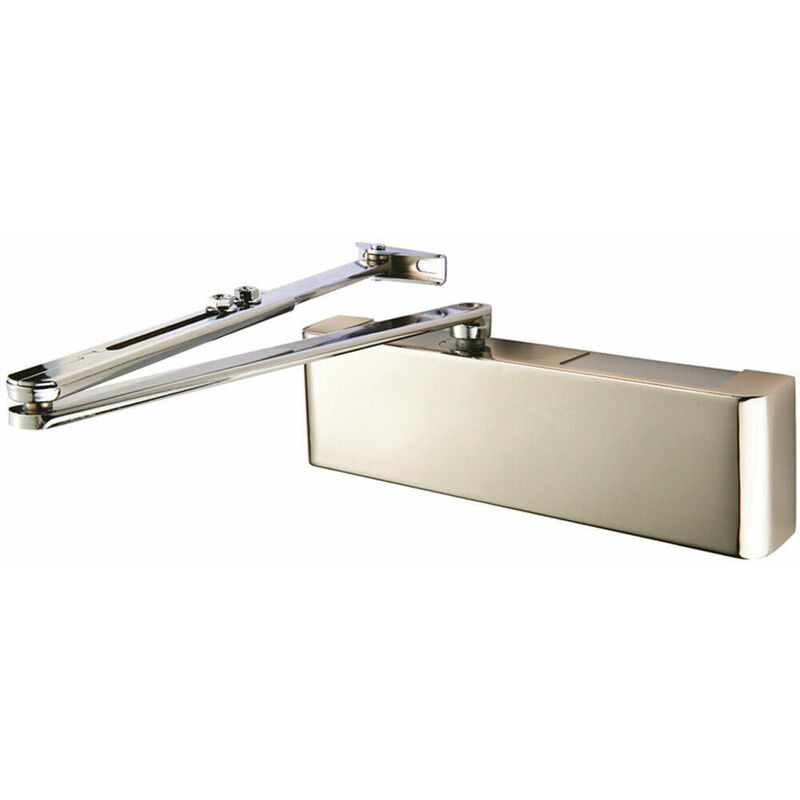 Loops - Full Cover Overhead Door Closer Variable Power 2 5 Polished Nickel Plated