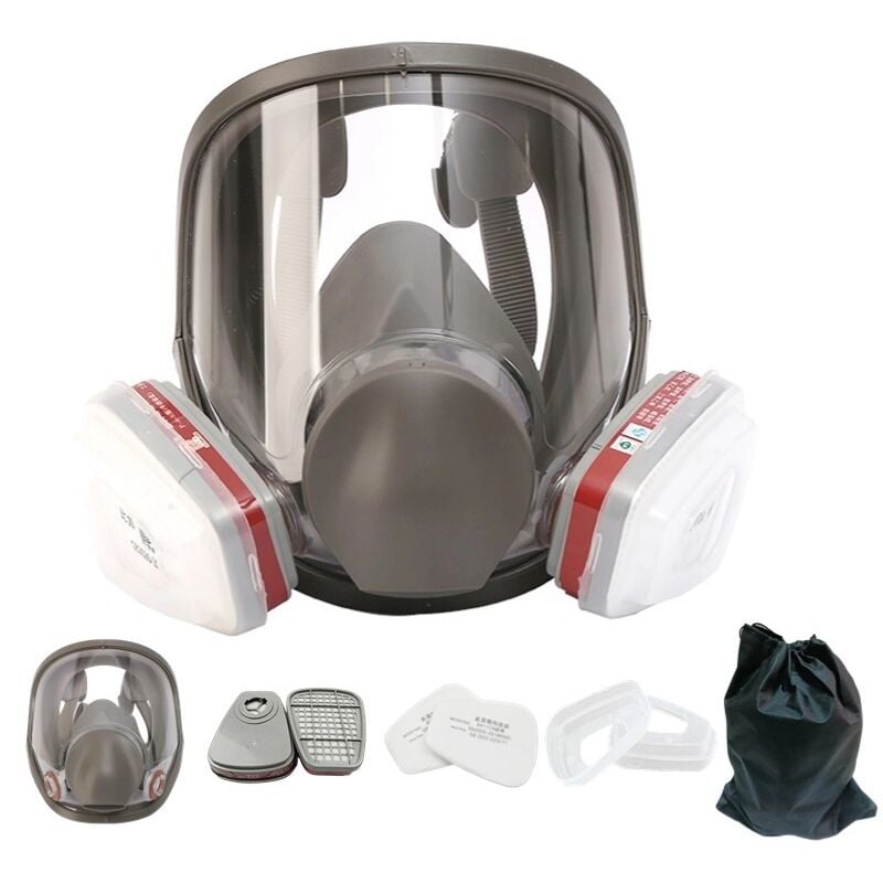 Full Face Respirator Mask with Filter, Reusable Gas Mask Anti-fog Dust Masks, Paint Masks for Spraying, Sanding, Organic Vapor, Chemical,