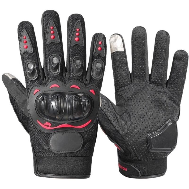 Full-finger motorcycle gloves for outdoor motorcycle riding, touchscreen protected, drop-resistant, anti-slip, wear-resistant and breathable.