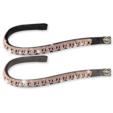 Full, Marrone: Frontalino in cuoio morbido modello luxe rosegold con strass effetto pizzo