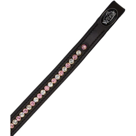 Full, Marrone: Frontalino Winner in cuoio con strass bicolore rosa