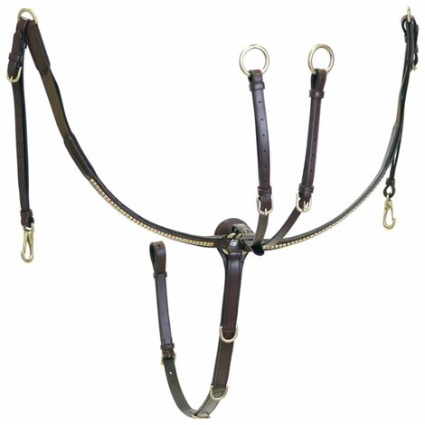 Full, Marrone: Plastron en cuir anglais avec clincher et boucle chromés Winner Special