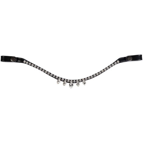 full, nero e bianco: Frontalino a U modello Alisha in cuoio con strass e pendente