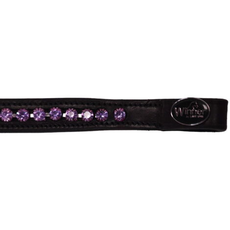 Full, Nero: Frontalino Winner in cuoio 16 mm con strass lilla