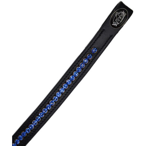 Full, Nero: Frontalino Winner in cuoio con strass color Blu