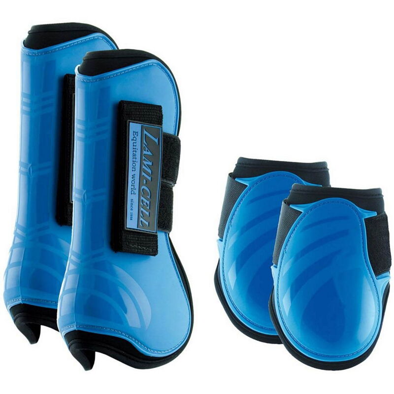 Full, Bleu royal: Ensemble de 4 pièces de protège-jambes et genoux en néoprène Mirage Collection avec renfort externe en plastique