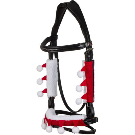 full, Rosso: Set 3 rivestimenti in feltro collezzione Natale per cavezze e briglie